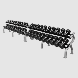 12 Sided Rubber Encased Dumbbell Set With Storage Racks - 5-100Lbs.