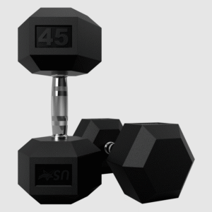 6 Sided Rubber Hex Dumbbell 55-100 Lb Set (5 Lb Increments)
