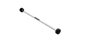 12 Sided Solid Head Rubber Straight Barbell W/Hard Chrome Bar
