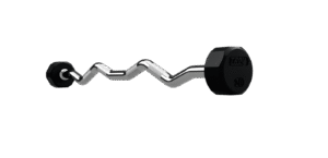 12-Sided Solid Head Rubber E-Z Curl Barbell W/Hard Chrome Bar
