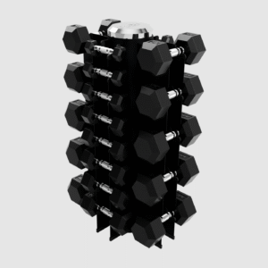 Rubber Db Set 3,5,8,10,12,15,20,25,30,35,40,45 & 50Lb W Vert Rack